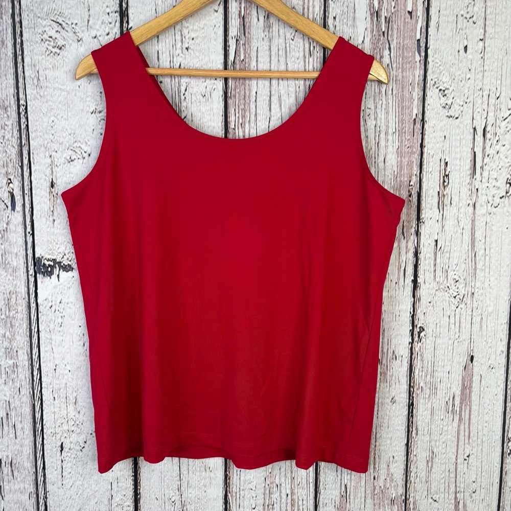 Chico’s 3 Women’s XL Red Microfiber Tank Shell Sleeveless Top Stretch Lightweigt